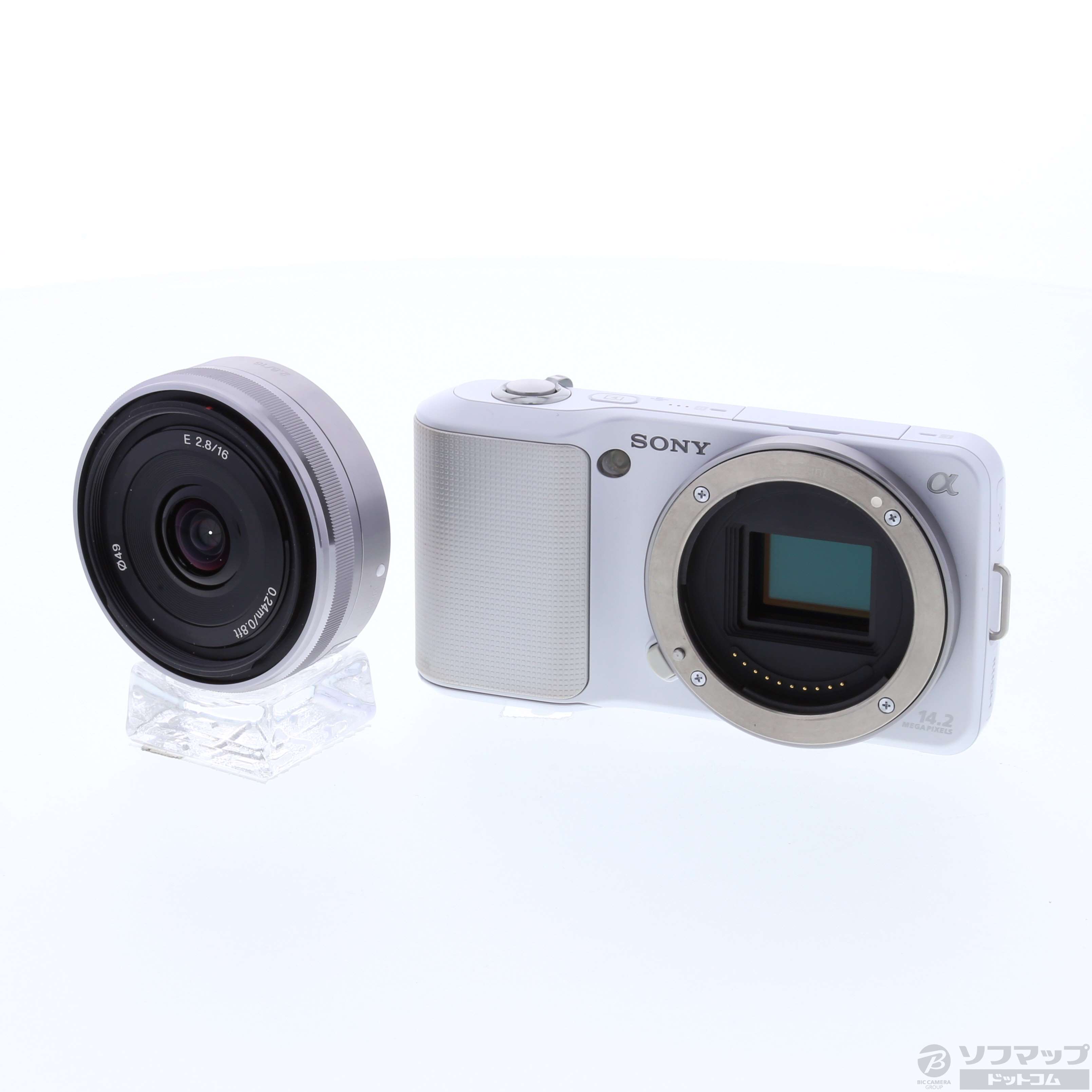 中古】NEX-3A (ホワイト) 薄型広角レンズキット E 16mm F2.8付属