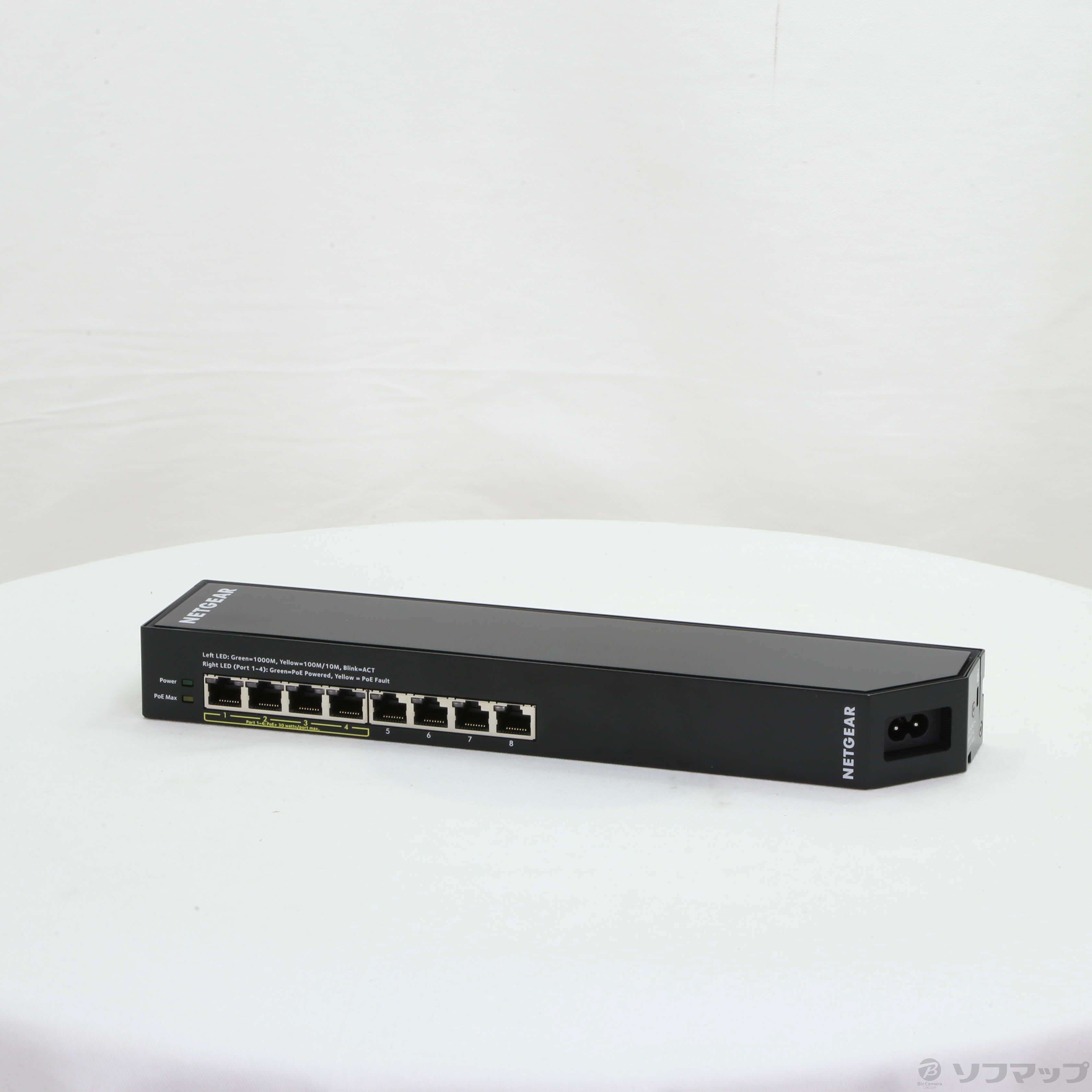 中古】NETGEAR スイッチングハブ ギガビット8ポート PoE 8ポート全体