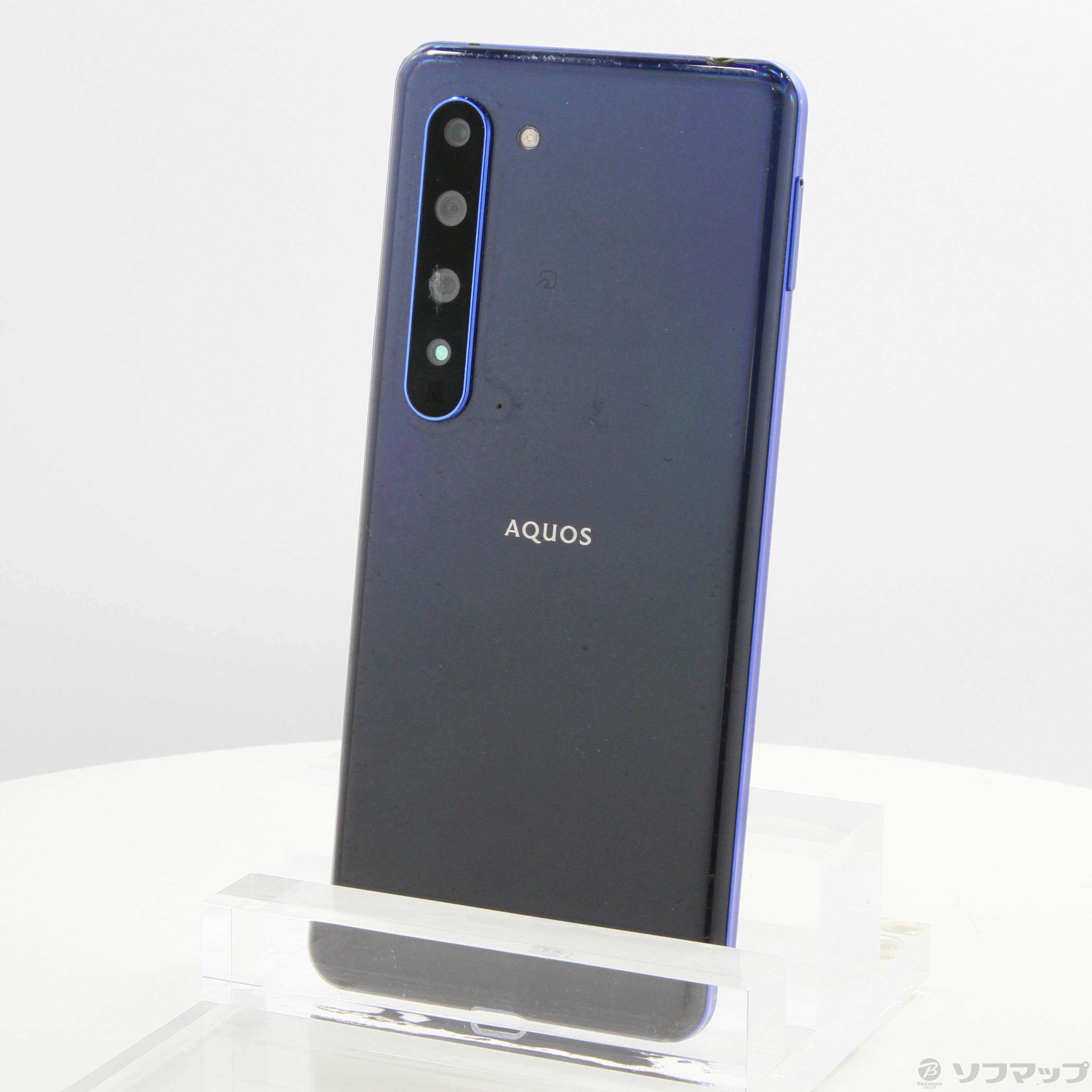 中古】AQUOS R5G 256GB アースブルー 908SH SoftBankロック解除