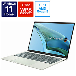 ノートパソコン Zenbook S 13 OLED アクアセラドン UM5302TA-LX445W ［13.3型 /Windows11 Home /AMD Ryzen 5 /メモリ：8GB /SSD：512GB /WPS Office /日本語版キーボード /2022年8月モデル］
