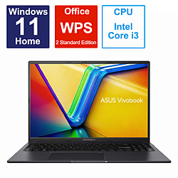 ASUS(エイスース) ノートパソコン Vivobook 16X (K3604) インディーブラック K3604ZA-MB035W ［16.0型 /Windows11 Home /intel Core i3 /メモリ：8GB /SSD：256GB /WPS Office /日本語版キーボード /2023年4月モデル］
