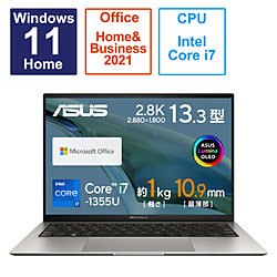 ASUS(エイスース) ノートパソコン Zenbook S 13 OLED バサルトグレー UX5304VA-NQI7WS ［13.3型 /Windows11 Home /intel Core i7 /メモリ：16GB /SSD：512GB /Office HomeandBusiness /日本語版キーボード /2023年4月モデル］