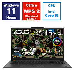 ノートパソコン Vivobook S 15 OLED BAPE Edition ミッドナイトブラック K5504VA-MA262W ［15.6型 /Windows11 Home /intel Core i9 /メモリ：16GB /SSD：1TB /WPS Office /日本語版キーボード /2023年08月モデル］