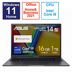 ASUS(鳐鱼休)笔记本电脑Vivobook 14X因迪黑色K3405VA-LY113WS[14.0型/Windows11 Home/intel Core i9/存储器:16GB/SSD:1TB/Office HomeandBusiness/日本語版键盘/2023一年5月型号]