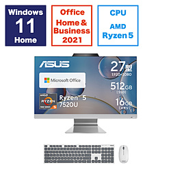 M3702WFAK-WA008WS デスクトップパソコン ASUS M3702WFAK ホワイト ［27型 /AMD Ryzen5 /メモリ：16GB /SSD：512GB /2023年11月モデル］