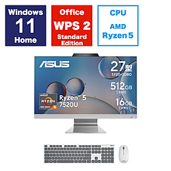 M3702WFAK-WA063W デスクトップパソコン ASUS M3702WFAK ホワイト ［27型 /AMD Ryzen5 /メモリ：16GB /SSD：512GB /2023年11月モデル］