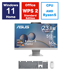 M3402WFAK-WA054W デスクトップパソコン ASUS M3402WFAK ホワイト ［23.8型 /AMD Ryzen5 /メモリ：16GB /SSD：512GB /2023年11月モデル］