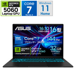 ASUS(エイスース) V3607VM-C7321R5060W ゲーミングノートパソコン Gaming V16 ブラック ［16.0型 /Windows11 Home /intel Core 7 /メモリ：32GB /SSD：1TB /無し /日本語版キーボード］