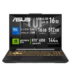 ASUS(�G�C�X�[�X) FX607VU-C516R512 �Q�[�~���O�m�[�g�p�\�R�� TUF Gaming F16(RTX 4050) ���J�O���[ �m�������F16GB /SSD�F512GB /intel Core 5 /Windows11 Home /16.