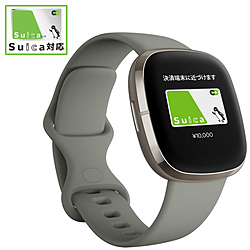 【Suica対応】Fitbit Sense GPS搭載 スマートウォッチ カーボン/グラファイト L/S サイズ  セージグレー FB512SRSG-FRCJK