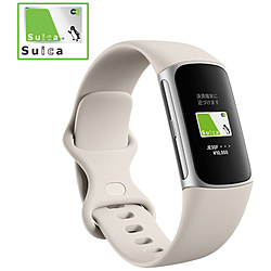 【Suica対応】フィットネストラッカー GPS搭載 Fitbit Charge 6 Porcelain Band / Silver Aluminum Case GA05185-AP