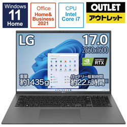 LG(エルジー) ノートパソコン gram オブシディアンブラック 17Z90Q-KD78J1 [17.0型 /Windows11 Home /intel Core i7 /メモリ：32GB /SSD：1TB /Office HomeandBusiness /2022年夏モデル]【外箱不良品】