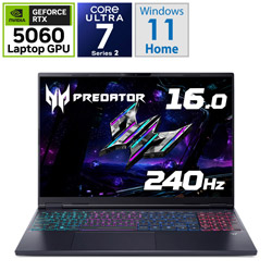 PHN16S-71-N76Z56/E ߥ󥰥Ρȥѥ Predator(RTX 5060) 16.0 /Windows11 Home /intel Core Ultra 7 /ꡧ16GB /SSD1TB /̵ /Ѹǥܡ /2025ǯ8ǥ