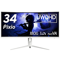 PIXIO PXC348CNW-O USB-C�Ή� �Q�[�~���O���j�^�[ �z���C�g �m34�^ /UWQHD(3440×1440�j /���C�h /�Ȗʌ^ /180Hz�n