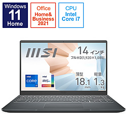MSI(エムエスアイ) ノートパソコン Modern 14 B11S カーボングレイ Modern-14-B11MOU-893JP [14.0型 /Windows11 Home /intel Core i7 /Office HomeandBusiness /メモリ：16GB /SSD：512GB /2022年2月モデル]