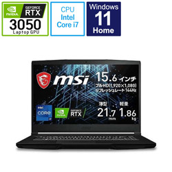 MSI(エムエスアイ) GF63-11UC-062JP ゲーミングノートパソコン GF63 Thin 11U  ［15.6型/Windows11 Home /intel Core i7 /メモリ：16GB /SSD：512GB /日本語版キーボード /2022年1月モデル］ 【sof001】