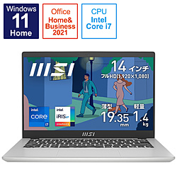 MSI(エムエスアイ) ノートパソコン Modern 14 C12M アーバンシルバー Modern-14-C12M-603JP ［14.0型 /Windows11 Home /intel Core i7 /メモリ：8GB /SSD：512GB /Office HomeandBusiness /日本語版キーボード /2022年6月モデル］