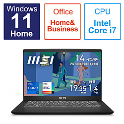 MSI(エムエスアイ) ノートパソコン Modern 14 C11M クラシックブラック Modern-14-C11M-9027JP ［14.0型 /Windows11 Home /intel Core i7 /メモリ：8GB /SSD：512GB /Office HomeandBusiness /日本語版キーボード /2023年1月モデル］ 【sof001】
