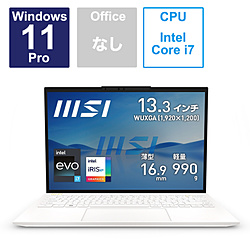 ノートパソコン Prestige 13 Evo A12M マットホワイト Prestige-13Evo-A12M-075JP ［13.3型 /Windows11 Pro /intel Core i7 /メモリ：32GB /SSD：1TB /無し /日本語版キーボード /2023年3月モデル］