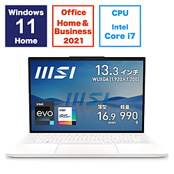 ノートPC Prestige 13 Evo A12M マットホワイト Prestige-13Evo-A12M-4745JP ［13.3型 /Windows11 Home /intel Core i7 /メモリ：16GB /SSD：512GB /Office HomeandBusiness /日本語版キーボード /2024年2月モデル］