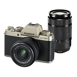 中古】FUJIFILM X-T100 ダブルズームレンズキット シャンパンゴールド