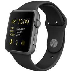 Apple Watch Sport 42mm スペースグレイアルミニウムケース ブラックスポーツバンド MJ3T2J/A