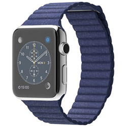 Apple Watch 42mm ステンレススチールケースとブライトブルーレザーループ - L　MJ462J/A