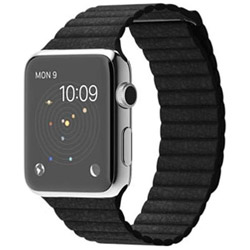 Apple Watch 42mm ステンレススチールケースとブラックレザーループ - M　MJYN2J/A