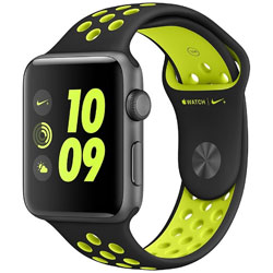 Apple Watch Nike+ 42mm スペースグレイアルミニウムケースとブラック/ボルトNikeスポーツバンド　MP0L2J/A
