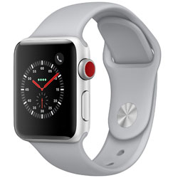 Apple Watch Series 3（GPS + Cellularモデル） 38mm シルバーアルミニウムケースとフォッグスポーツバンド　MQKF2J/A