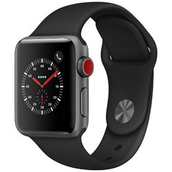 Apple Watch Series 3（GPS + Cellularモデル） 38mm スペースグレイアルミニウムケースとブラックスポーツバンド　MQKG2J/A