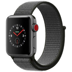 Apple Watch Series 3（GPS + Cellularモデル） 38mm スペースグレイアルミニウムケースとダークオリーブスポーツループ　MQKK2J/A