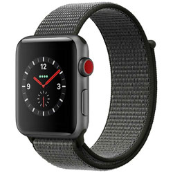 Apple Watch Series 3（GPS + Cellularモデル） 42mm スペースグレイアルミニウムケースとダークオリーブスポーツループ　MQKR2J/A