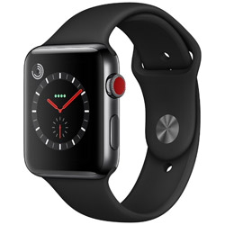 Apple Watch Series 3（GPS + Cellularモデル） 42mm スペースブラックステンレススチールケースとブラックスポーツバンド　MQM02J/A