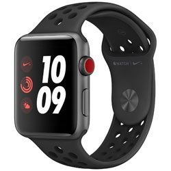 Apple Watch Nike+（GPS + Cellularモデル） 42mm スペースグレイアルミニウムケースとアンスラサイト/ブラックNikeスポーツバンド　MQMF2J/A