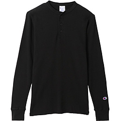 メンズ ヘンリーネックロングスリーブTシャツ(XLサイズ/ブラック） C3-Q406 チャンピオン   ［メンズ］