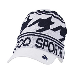 メンズ 庇付きロゴジャカードニットキャップ(フリーサイズ：57～59cm/ホワイト) QGBUJC15