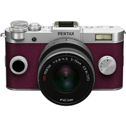 中古】PENTAX Q-S1 ブライトシルバー×バーガンディー ズームレンズ