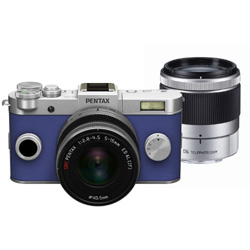 PENTAX Q-S1（オーダーカラー・ブライトシルバー/ロイヤルブルー） ダブルズームキット／ミラーレス一眼　034   ［ズームレンズ＋ズームレンズ］