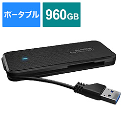 【在庫限り】 ESD-EC0960GBK　外付けポータブルSSD 960GB [USB3.1(Gen1)/ケーブル収納対応/ブラック] ESD-ECシリーズ
