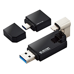ELECOM(ELECOM)USB存储器MFi认证(Android/iOS/Mac/Windows11对应)黑色MF-LGU3B032GBK[32GB/USB TypeA+USB TypeC+Lightning/USB3.2/盖子式][864]