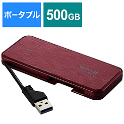 ESD-ECA0500GRDR 外付けSSD USB-A接続 PS5/PS4、録画対応(Chrome/iPadOS/iOS/Mac/Windows11対応) レッド ［500GB /ポータブル型］