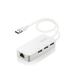 LAN変換アダプタ [USB-A オス→メス LAN /USB-Aｘ3] 1Gbps対応(Windows11対応/Mac) ホワイト EDC-GUA3H2-W