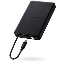 ELECOM(�G���R��) ���o�C���o�b�e���[ ���ő�Li�d�r �P�[�u����̌^ �c�ʕ\�� 30W 10000mAh USB-C�P�[�u�� USB-C �u���b�N   DE-C84-10000BK �mUSB Power Delivery�Ή��n �ysof001�z