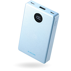 ELECOM(�G���R��) ���o�C���o�b�e���[ ���ő�Li�d�r �c�ʕ\�� 35W 10000mAh USB-C×2 USB-A �u���[  �u���[ DE-C86-10000BU �mUSB Power Delivery�Ή��n