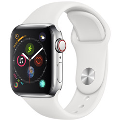 Apple Watch Series 4（GPS + Cellularモデル）- 40mm ステンレススチールケースとホワイトスポーツバンド   MTVJ2J/A
