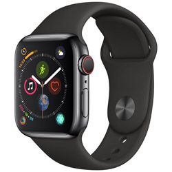 Apple Watch Series 4（GPS + Cellularモデル）- 40mm スペースブラックステンレススチールケースとブラックスポーツバンド   MTVL2J/A