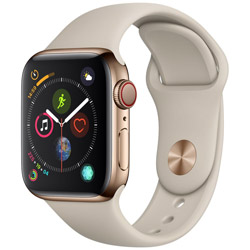 Apple Watch Series 4（GPS + Cellularモデル）- 40mm ゴールドステンレススチールケースとストーンスポーツバンド   MTVN2J/A