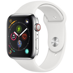 Apple Watch Series 4（GPS + Cellularモデル）- 44mm ステンレススチールケースとホワイトスポーツバンド   MTX02J/A