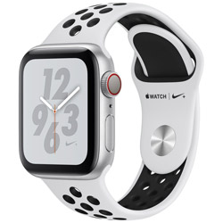 Apple Watch Nike+ Series 4（GPS + Cellularモデル）- 40mm シルバーアルミニウムケースとピュアプラチナム/ブラックNikeスポーツバンド   MTX62J/A
